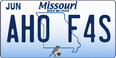 MO license plate AH0F4S