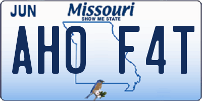 MO license plate AH0F4T