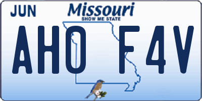 MO license plate AH0F4V