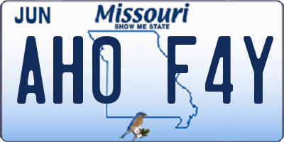 MO license plate AH0F4Y