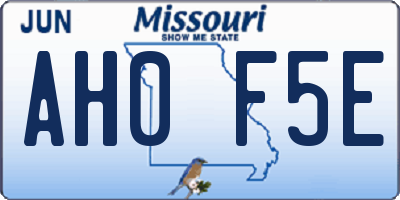 MO license plate AH0F5E