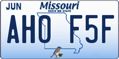 MO license plate AH0F5F