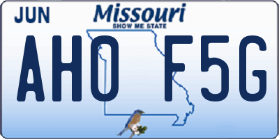 MO license plate AH0F5G