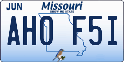 MO license plate AH0F5I