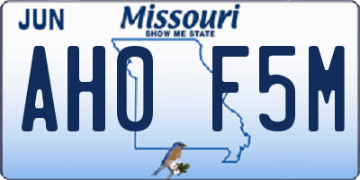 MO license plate AH0F5M