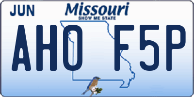 MO license plate AH0F5P
