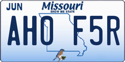 MO license plate AH0F5R