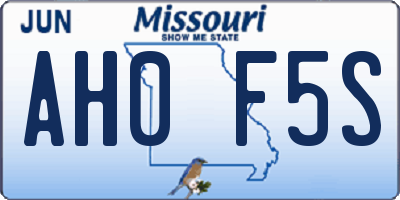 MO license plate AH0F5S