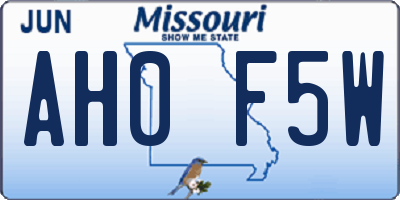 MO license plate AH0F5W