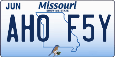 MO license plate AH0F5Y