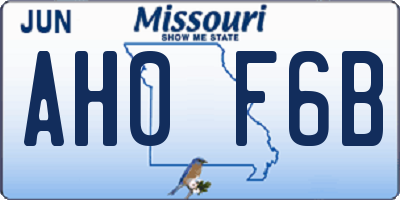 MO license plate AH0F6B
