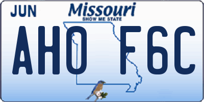 MO license plate AH0F6C