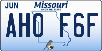 MO license plate AH0F6F