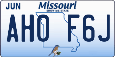 MO license plate AH0F6J