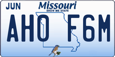 MO license plate AH0F6M