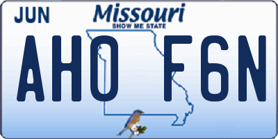 MO license plate AH0F6N