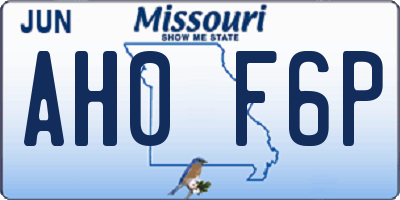 MO license plate AH0F6P