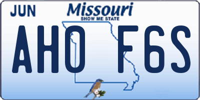 MO license plate AH0F6S