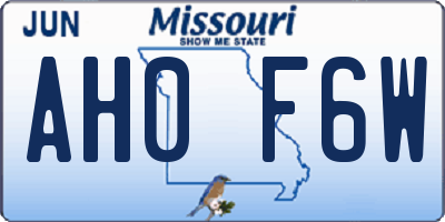 MO license plate AH0F6W