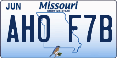 MO license plate AH0F7B