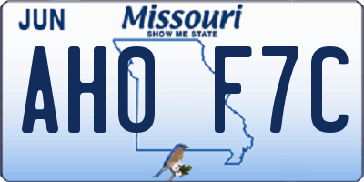 MO license plate AH0F7C