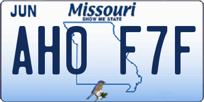 MO license plate AH0F7F