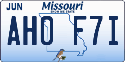 MO license plate AH0F7I