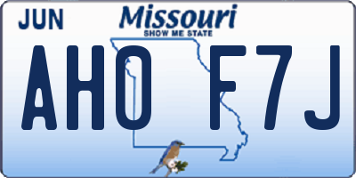 MO license plate AH0F7J