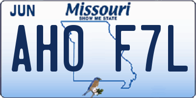MO license plate AH0F7L