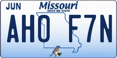 MO license plate AH0F7N