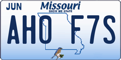 MO license plate AH0F7S