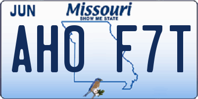 MO license plate AH0F7T