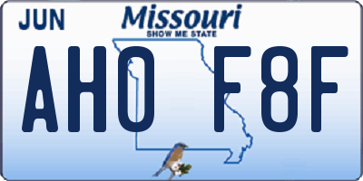 MO license plate AH0F8F