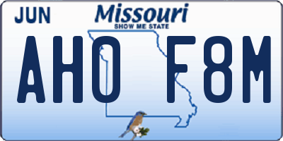 MO license plate AH0F8M