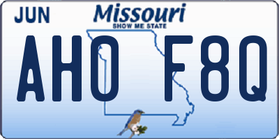 MO license plate AH0F8Q