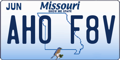 MO license plate AH0F8V