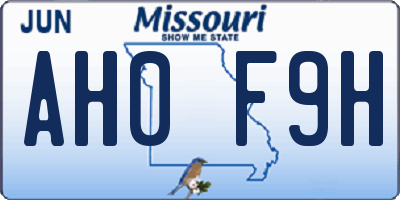 MO license plate AH0F9H