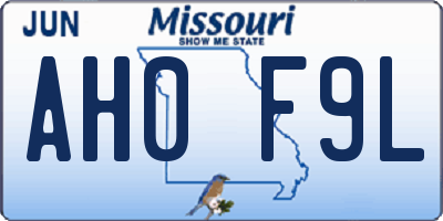 MO license plate AH0F9L