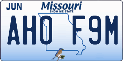 MO license plate AH0F9M