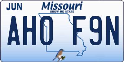 MO license plate AH0F9N