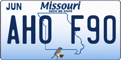 MO license plate AH0F9O