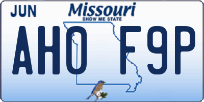 MO license plate AH0F9P