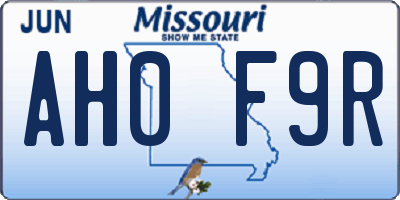 MO license plate AH0F9R