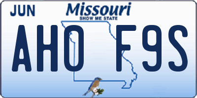 MO license plate AH0F9S