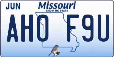 MO license plate AH0F9U