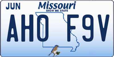 MO license plate AH0F9V