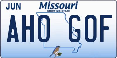 MO license plate AH0G0F