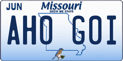 MO license plate AH0G0I