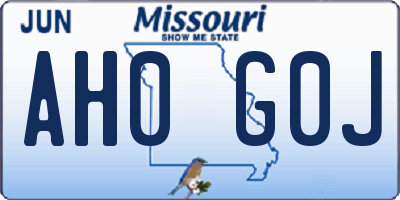 MO license plate AH0G0J