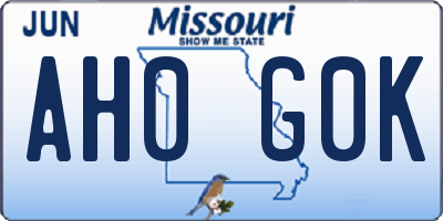 MO license plate AH0G0K